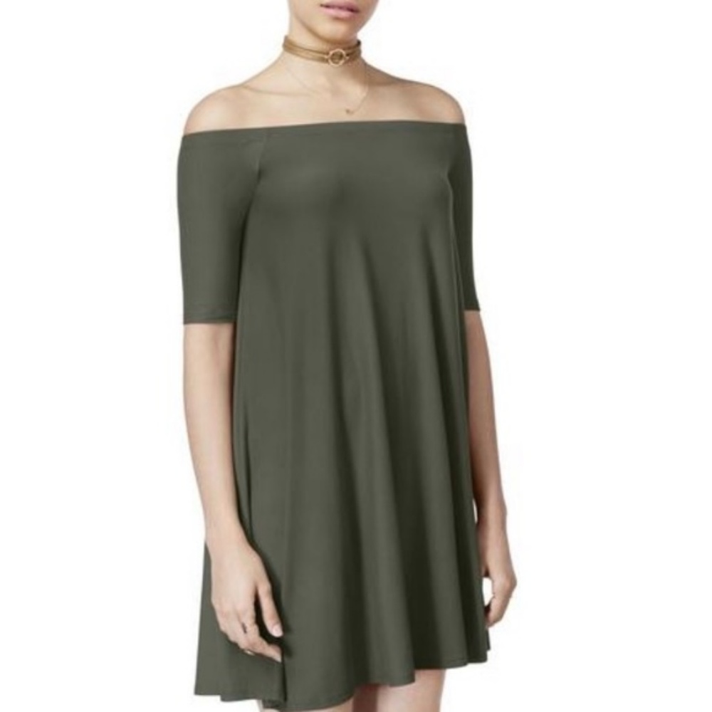 PLANET GOLD Off-Shoulder Shift Dress